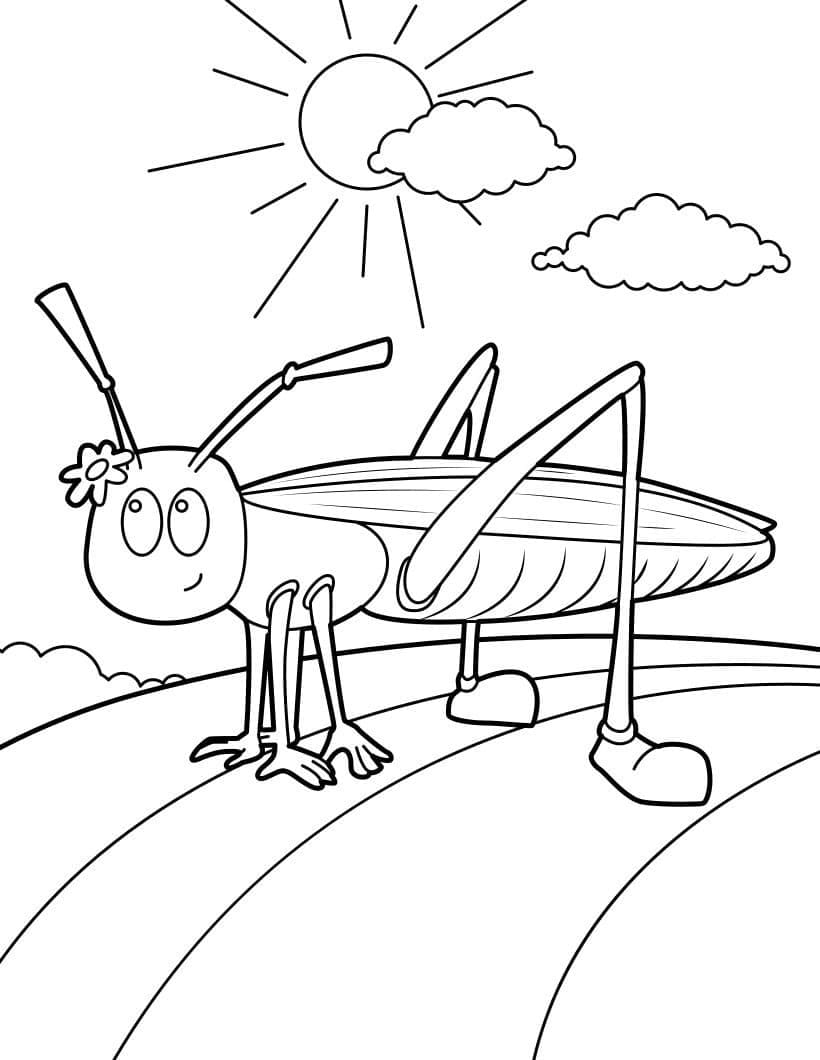 Desenho de Grilo Feliz para Colorir