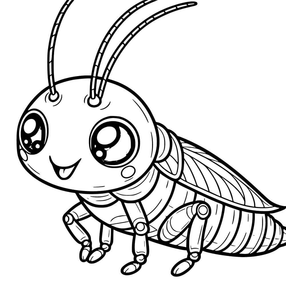 Desenho de Grilo Fofo para Colorir