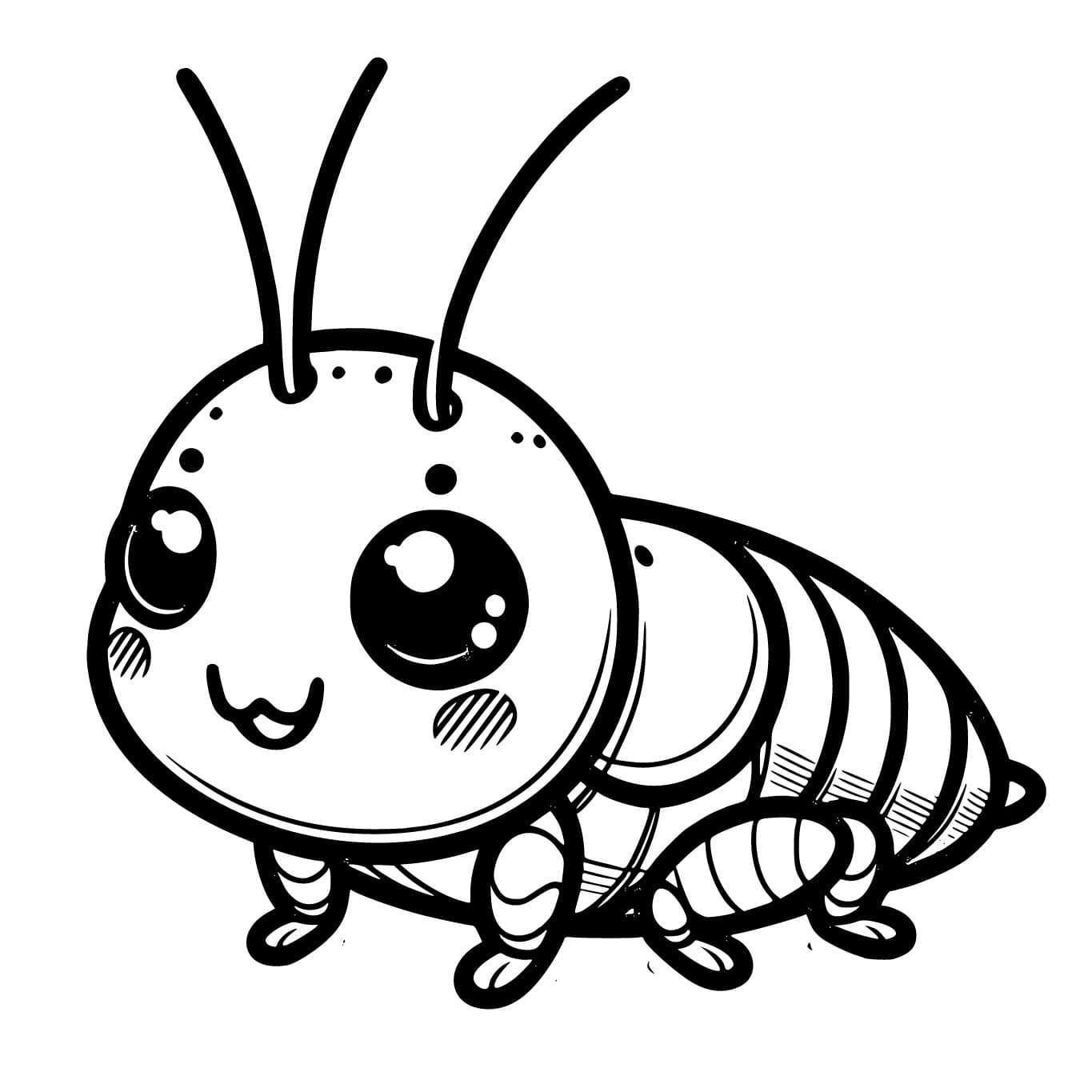 Desenho de Grilo Kawaii para Colorir