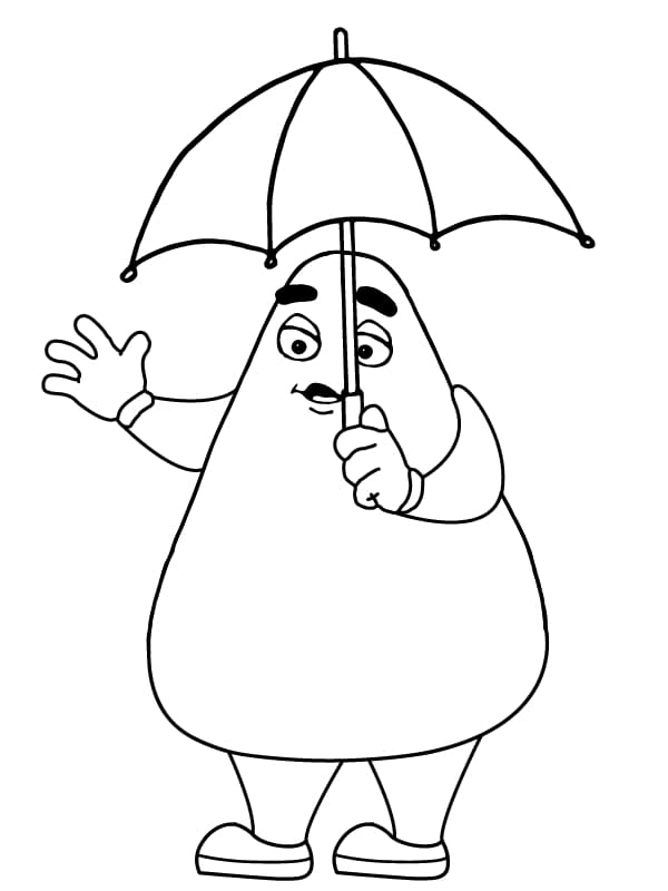 Desenhos de Grimace com Guardá Chuva para Colorir
