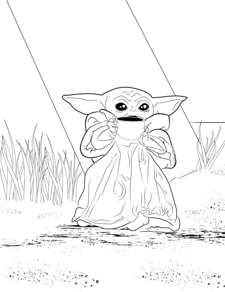 Desenho de Grogu Download para Colorir