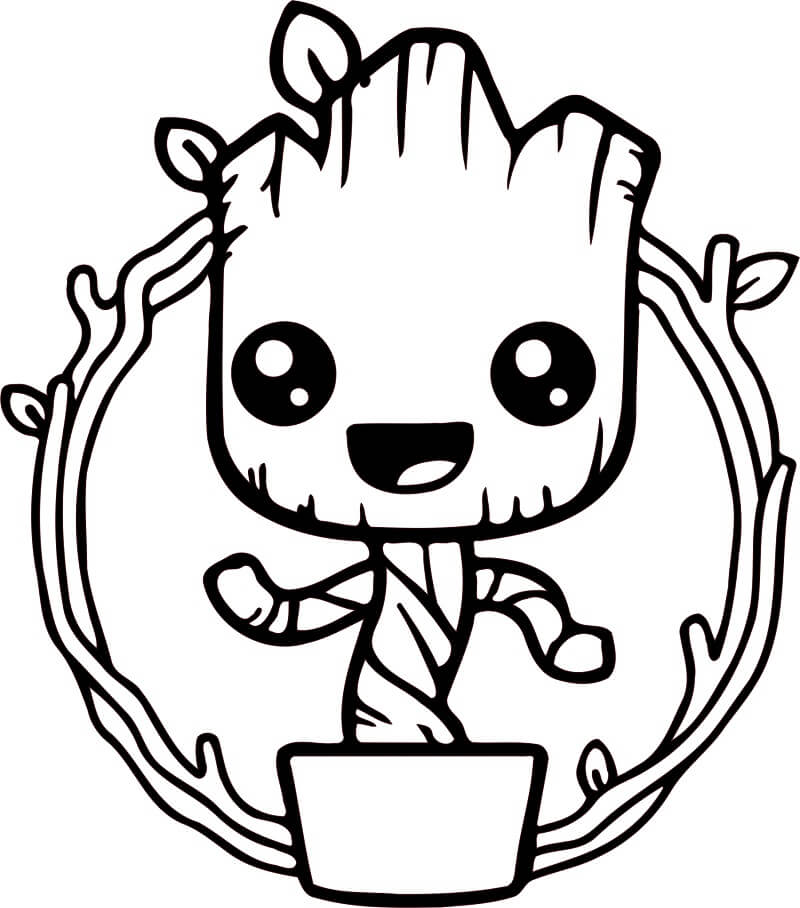 Desenho de Bebê Groot Engraçado para Colorir