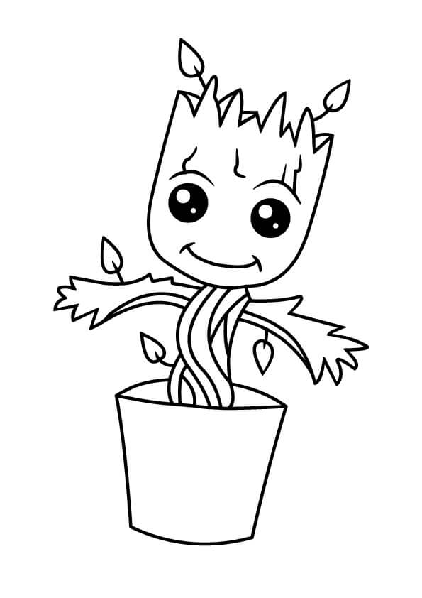 Desenho de Bebê Groot Simples para Colorir Pdf