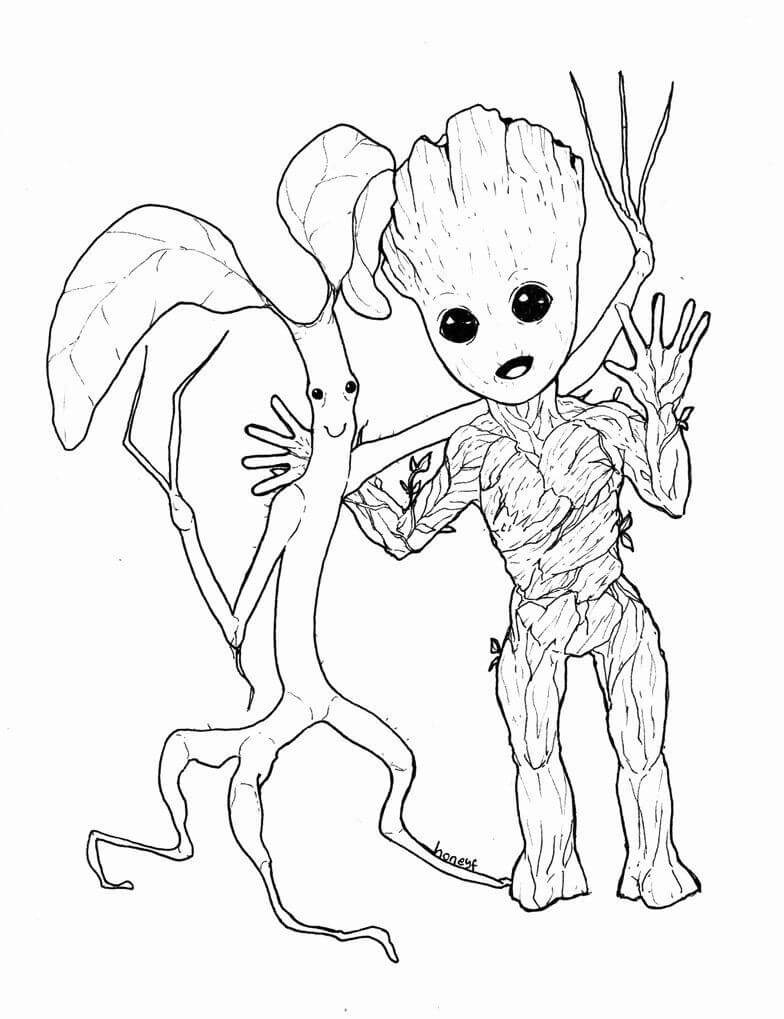 Desenho de Groot Detalhado para Colorir