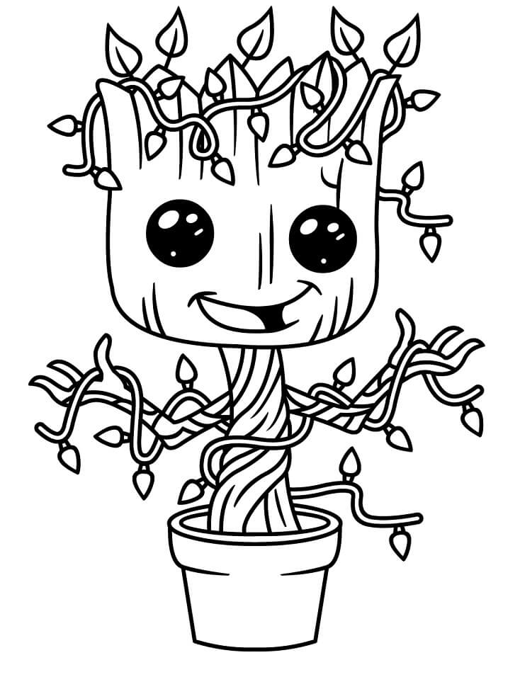 Desenho de Groot Fácil para Colorir Pdf