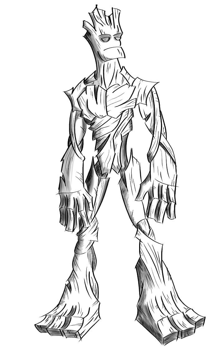 Desenho de Groot Fofo para Colorir