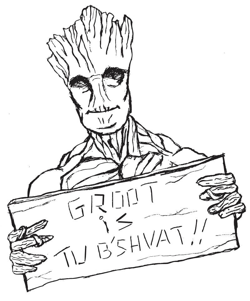 Desenho de Groot Infantil para Colorir