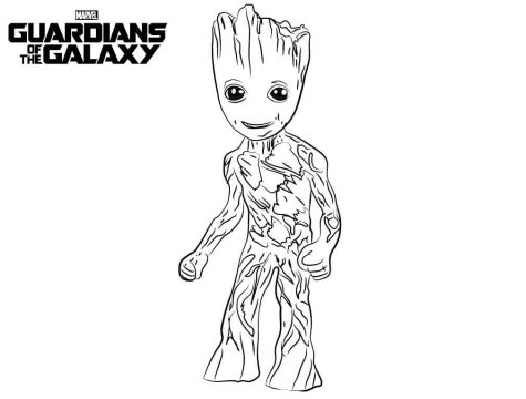 Desenho de Groot Kawaii para Colorir