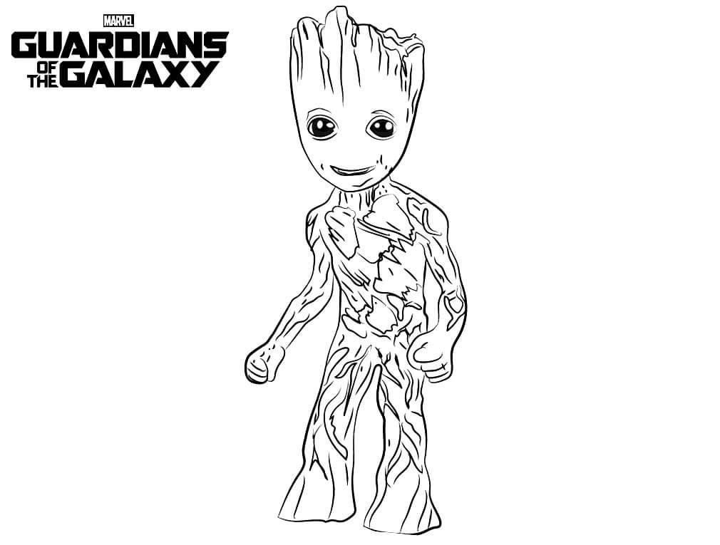 Desenho de Groot Kawaii para Colorir