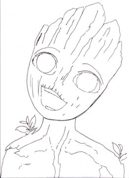 Desenho de Groot para Pintar Giz de Cera