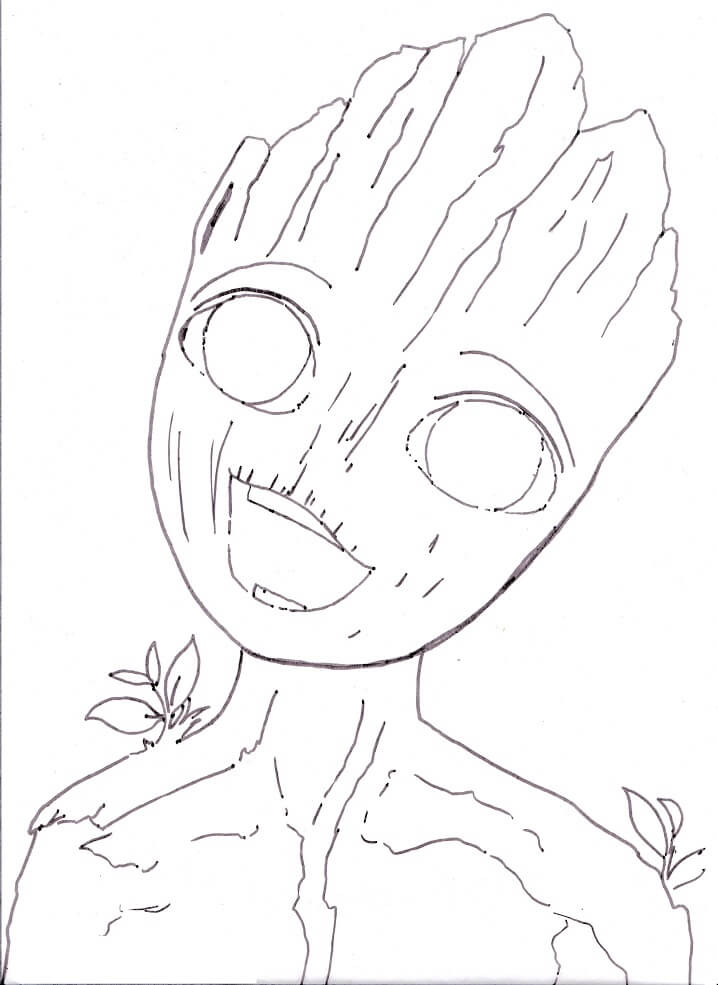 Desenho de Groot para Pintar Giz de Cera