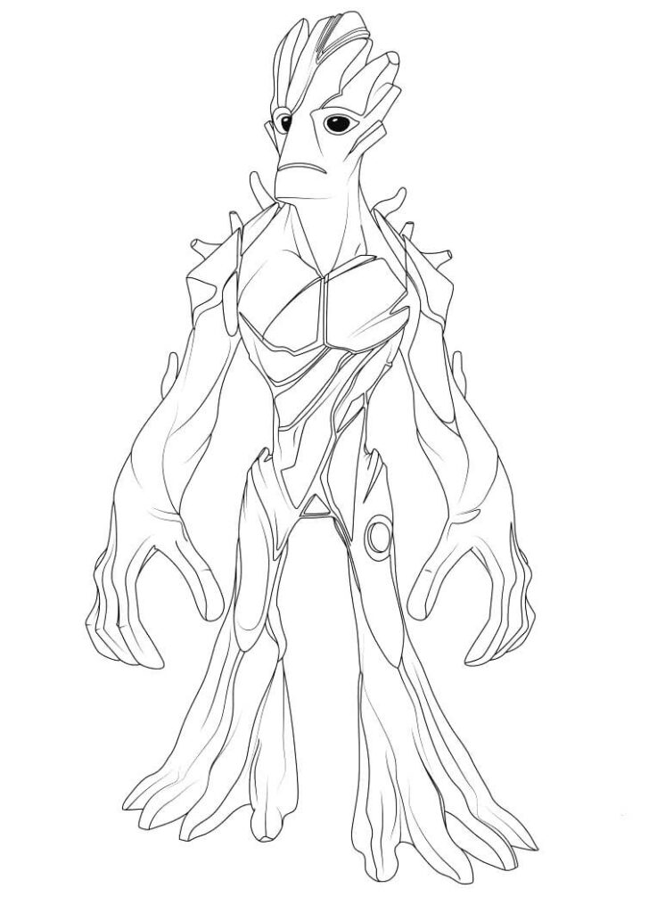 Desenho de Groot Poderoso para Colorir