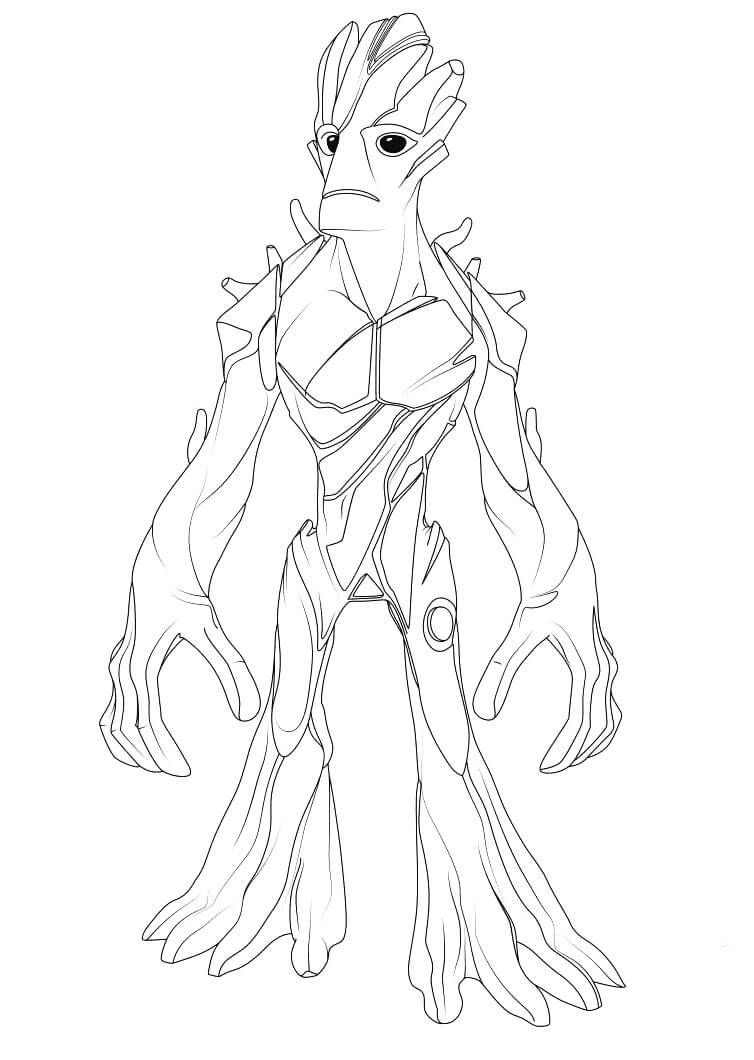 Desenho de Groot Poderoso para Colorir