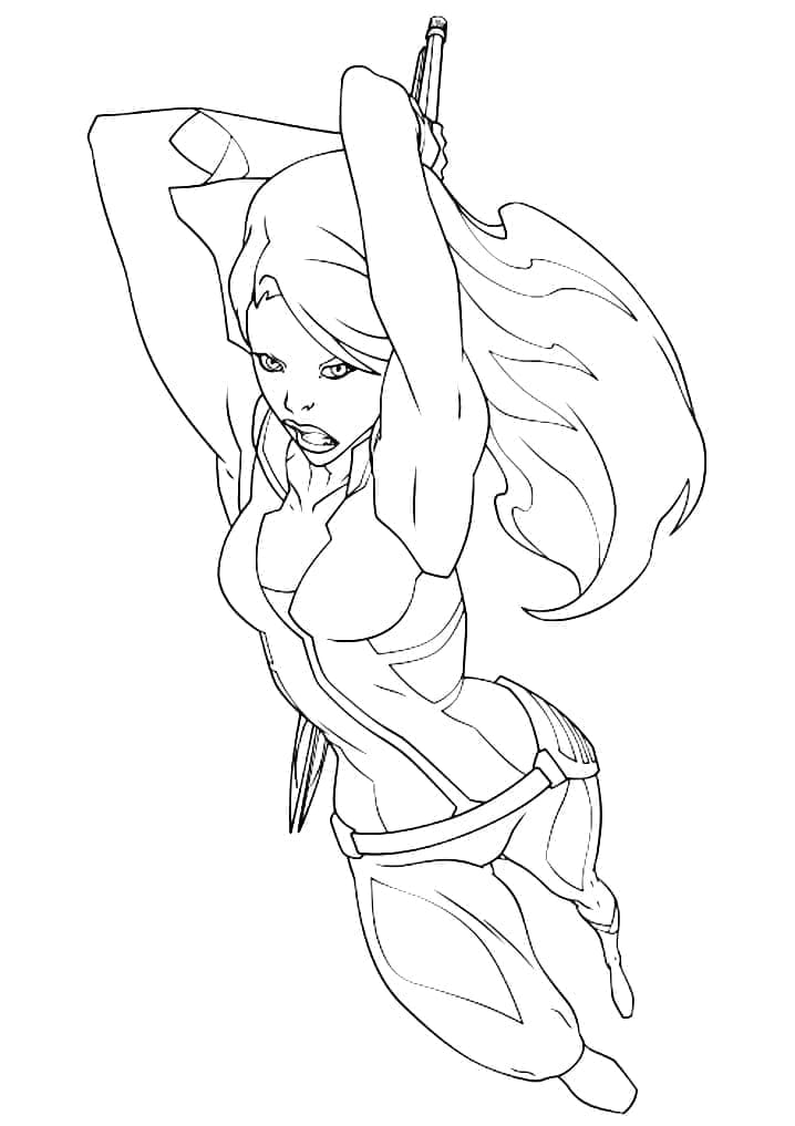 Desenho de Gamora Lutando para Colorir