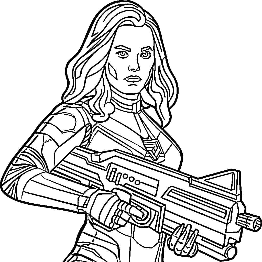 Desenho de Gamora Segurá Armá para Colorir