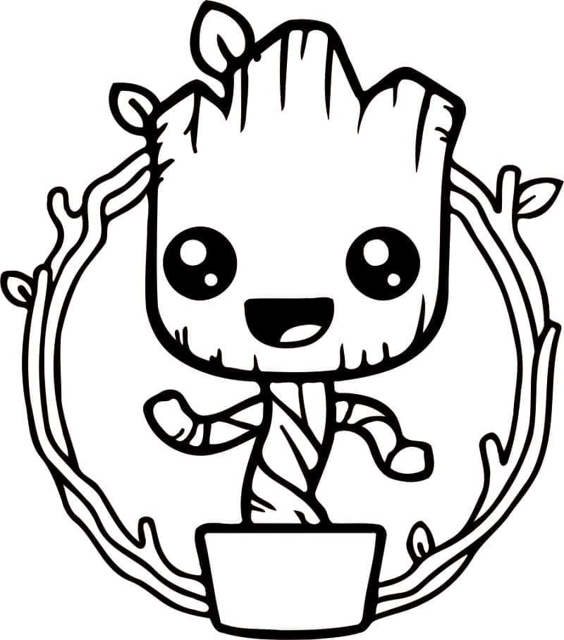 Desenho de Kawaii Groot para Colorir