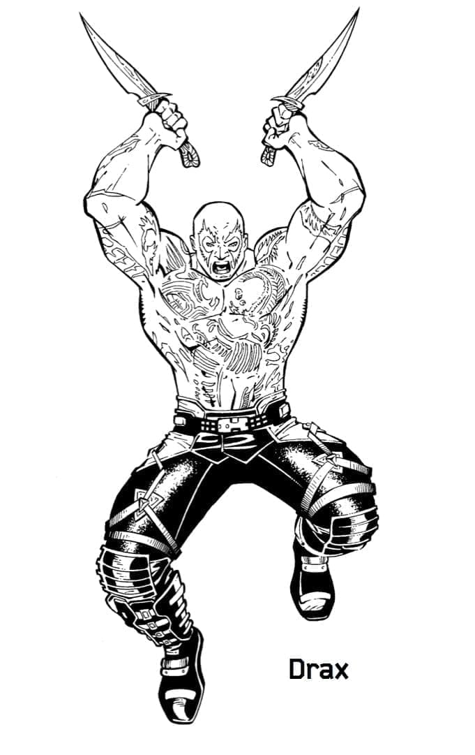 Desenho de Marvel Drax o Destruidor para Colorir