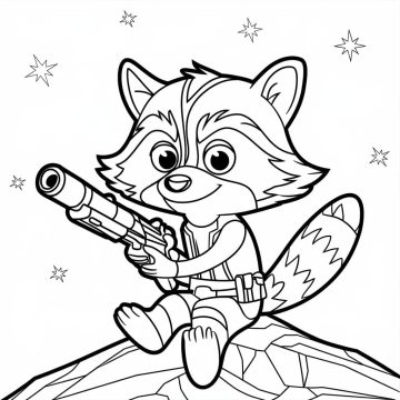Desenho de Sorriso de Guaxinim Foguete para Colorir