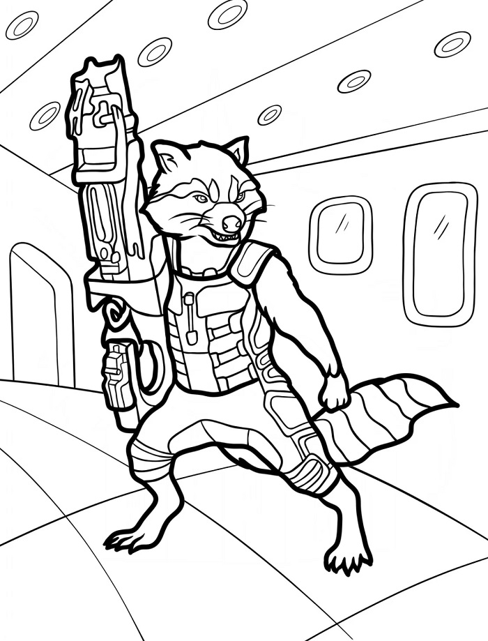 Desenho Pdf de Marvel Rocket Raccoon para Colorir