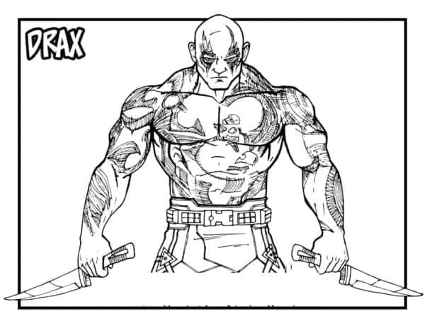 Desenho de Drax em Guardioes da Galáxia para Colorir