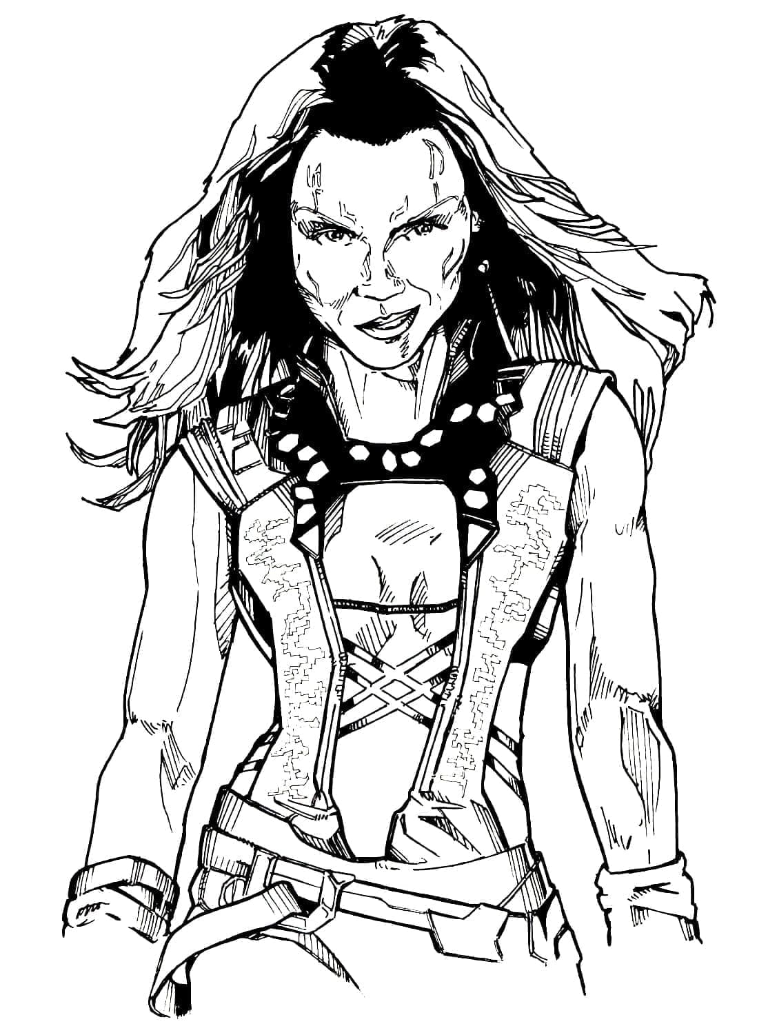 Desenho de Gamora de Guardioes da Galáxia para Colorir