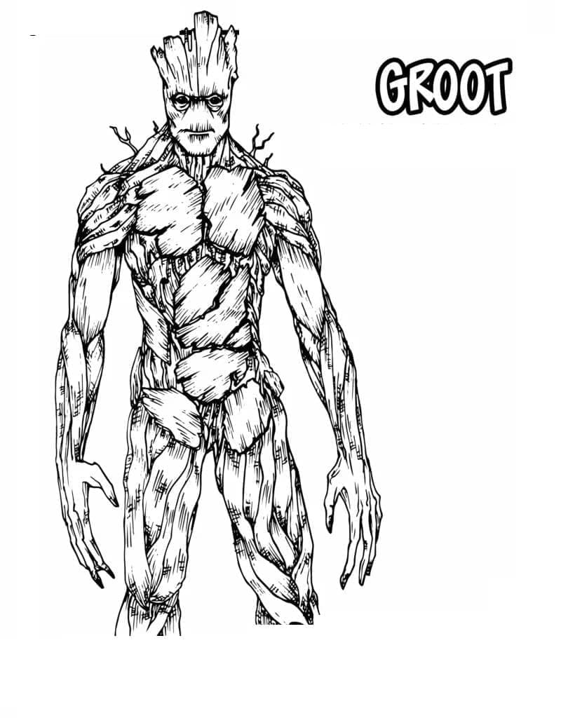 Desenho de Groot de Guardioes da Galáxia para Colorir