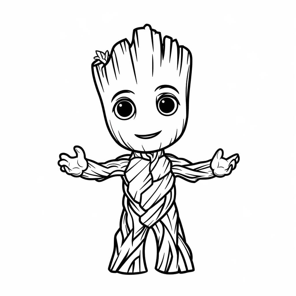 Desenho de Guardioes da Galáxia Amigá Veis ao Groot para Colorir