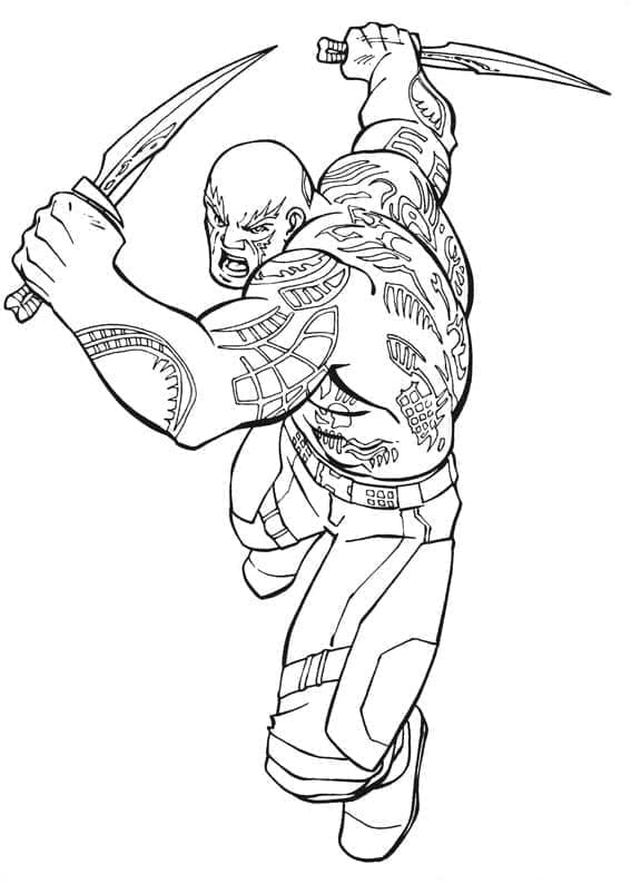 Desenho de Guardioes da Galáxia Drax para Colorir