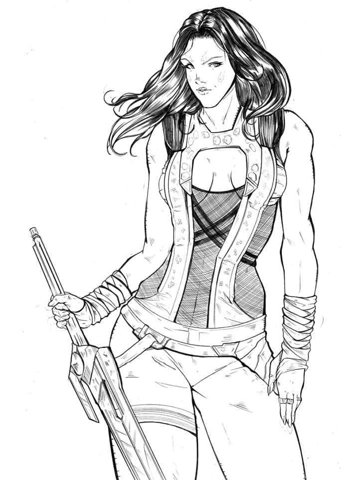 Desenho de Guardioes da Galáxia Gamora para Colorir