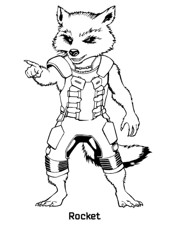 Desenho de Guardioes da Galáxia Rocket para Colorir