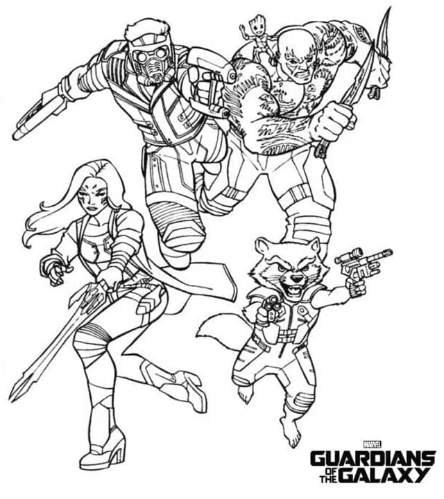 Desenho de Personagens Guardioes da Galáxia para Colorir