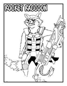 Desenho de Rocket Raccoon de Guardioes da galáxia para Colorir 2