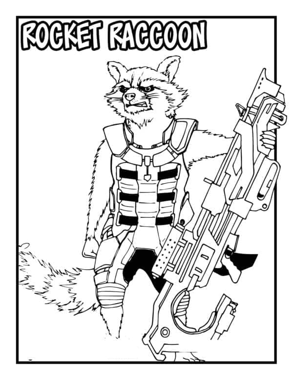 Desenho de Rocket Raccoon de Guardioes da Galáxia para Colorir 2