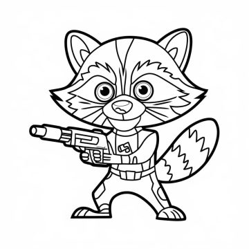 Desenho de Rocket Raccoon Guardioes da galáxia para Colorir 2