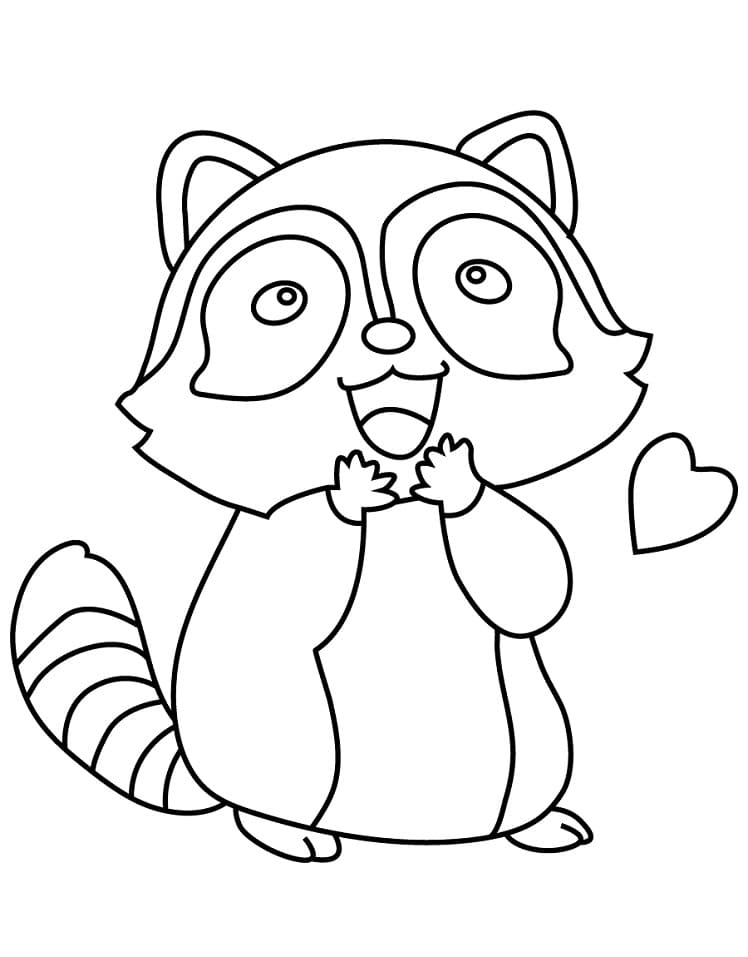 Desenho Adorável Guaxinim para Colorir
