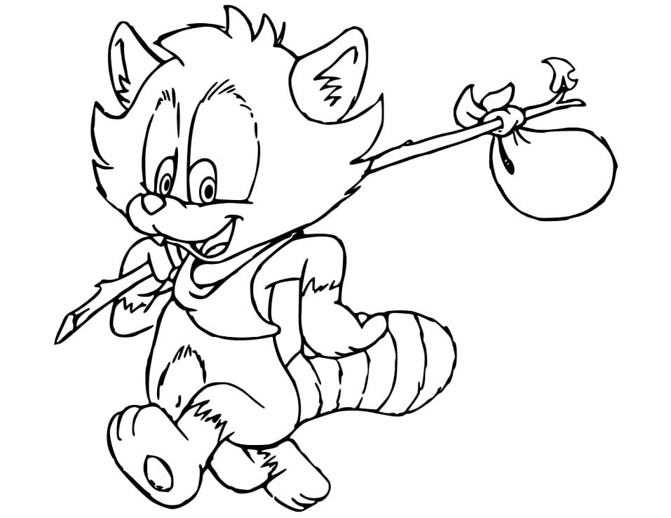 Desenho Guaxinim de Desenho Animado para Colorir