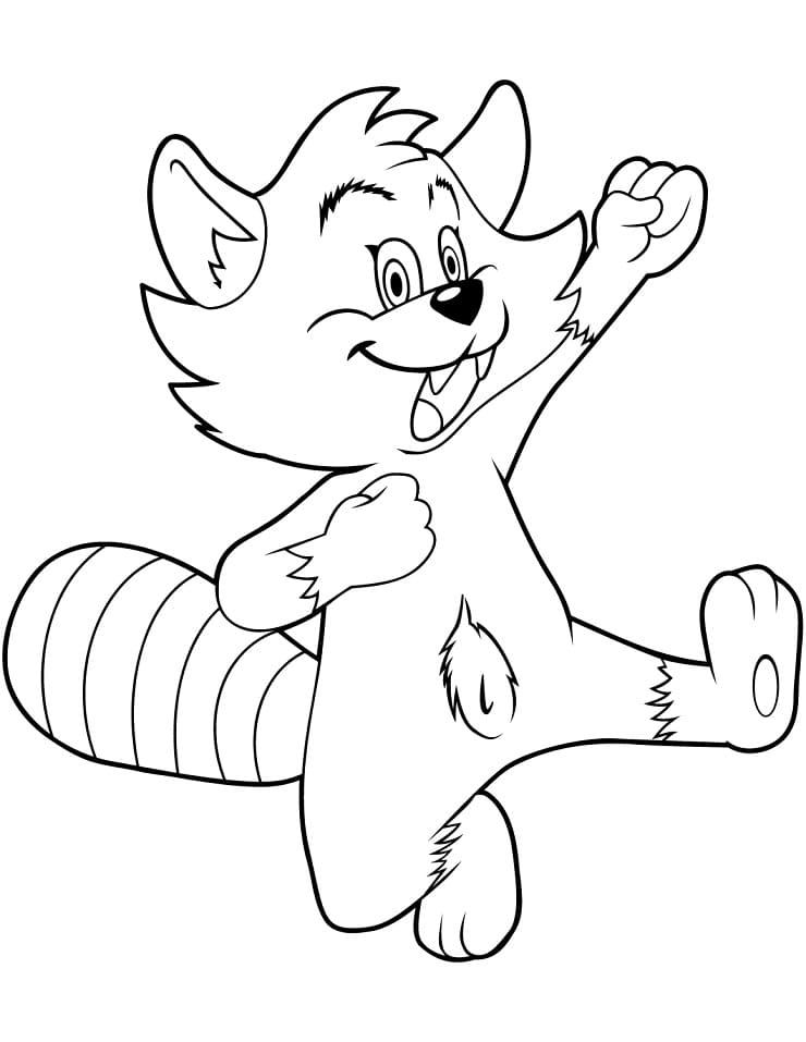 Desenho Guaxinim Feliz para Colorir