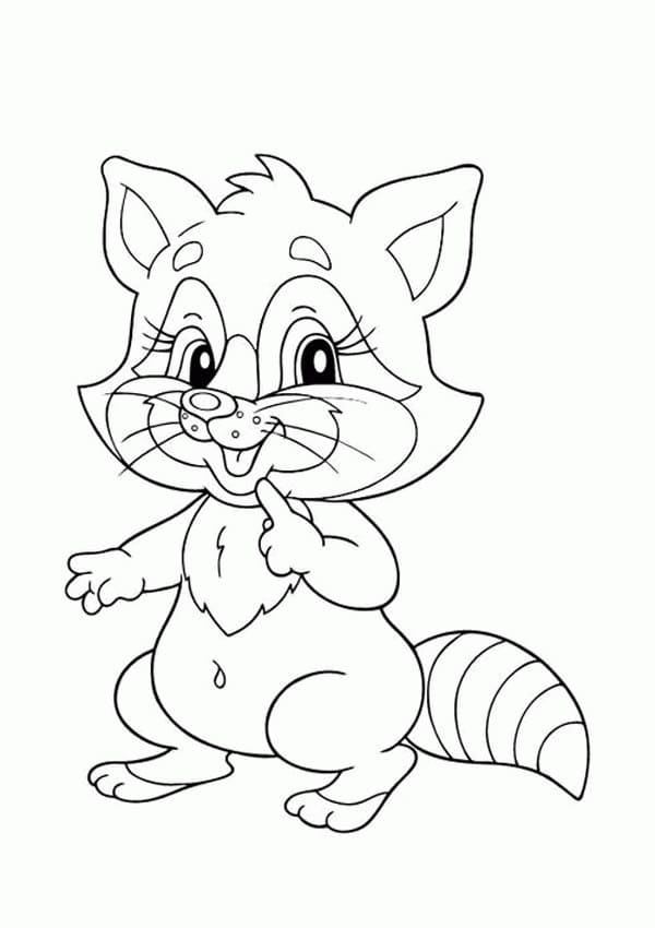 Desenho Guaxinim Fofo para Colorir