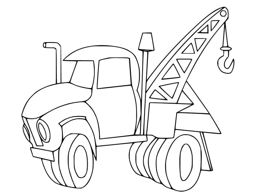 Desenho de Caminhão Guindaste Engraçado para Colorir