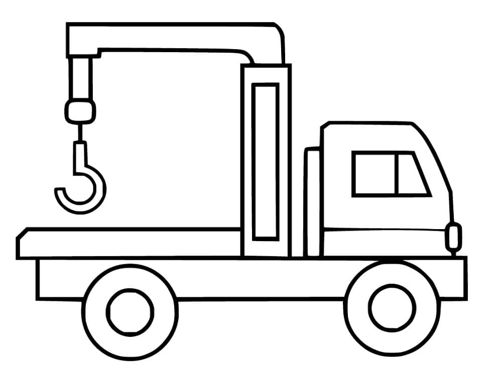 Desenho de Caminhão Guindaste Simples para Colorir