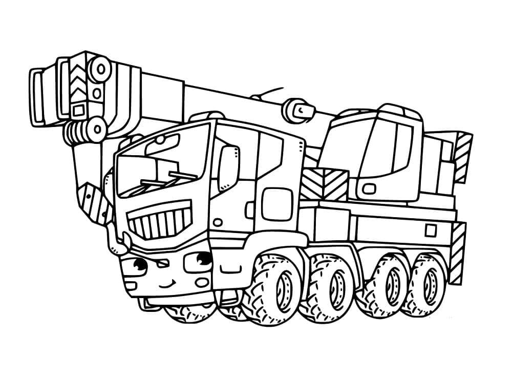 Desenho de Lindo Caminhão Guindaste para Colorir