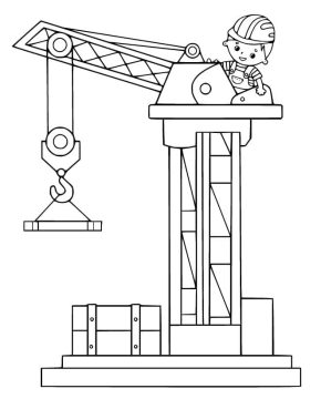 Desenho de Menino no Guindaste para Colorir