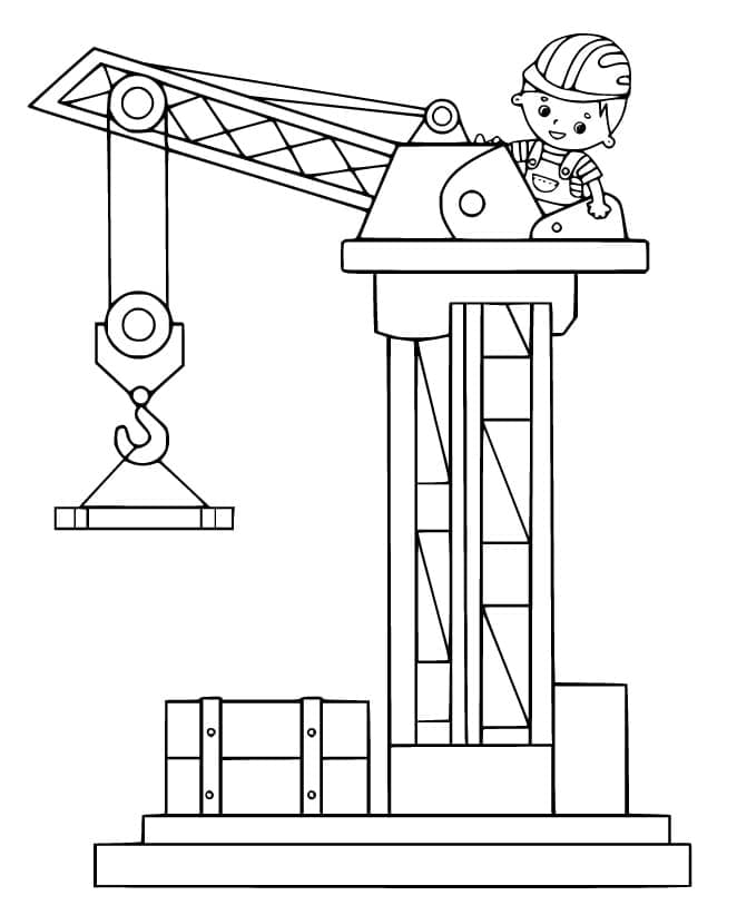 Desenho de Menino no Guindaste para Colorir