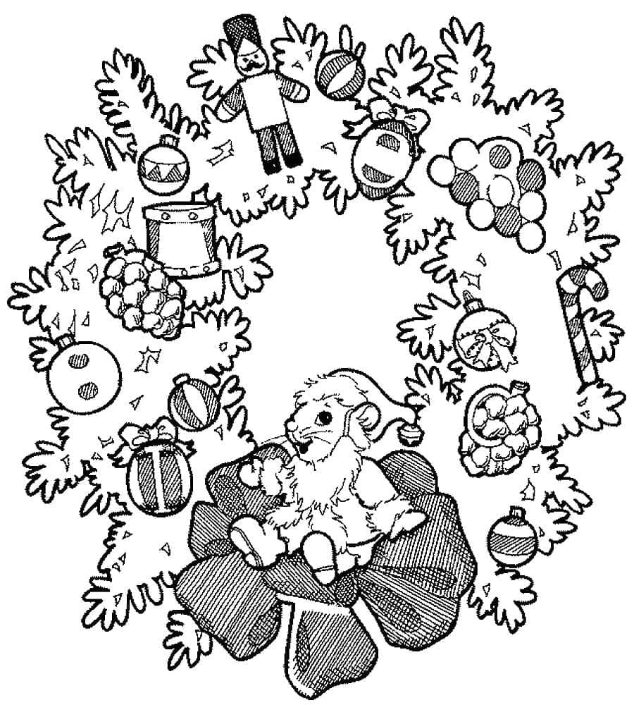 Desenho de Foto de Guirlanda de Natal para Colorir