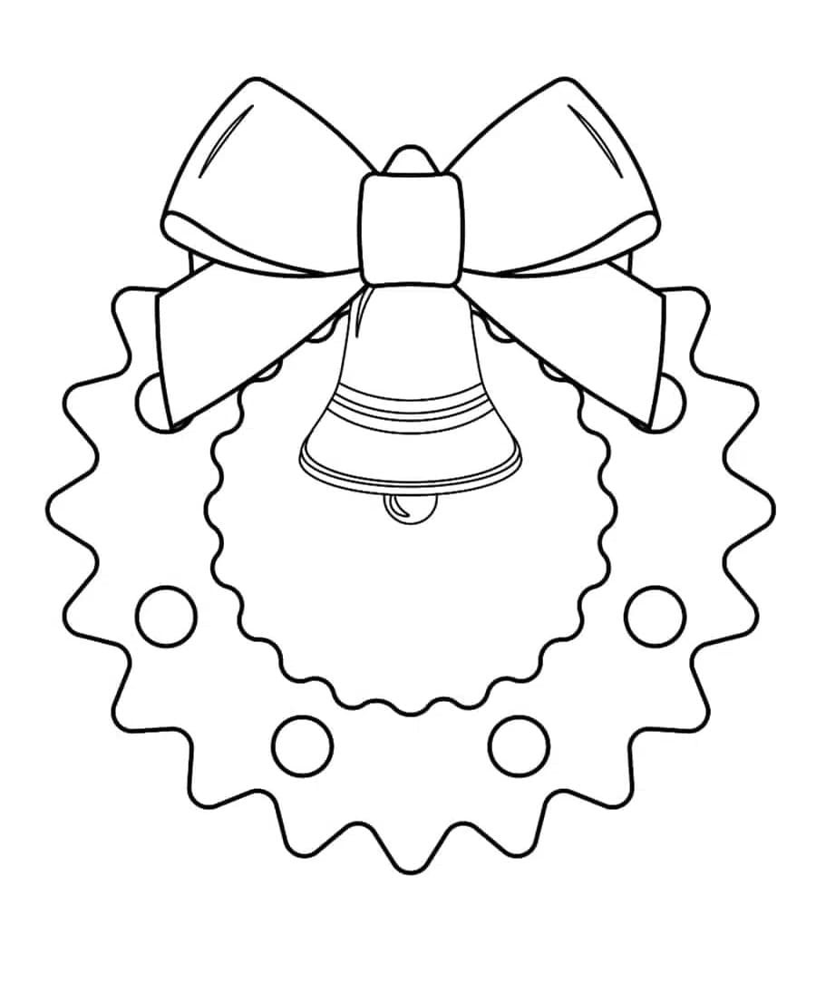 Desenho de Guirlanda de Natal 2025 com Sino para Colorir