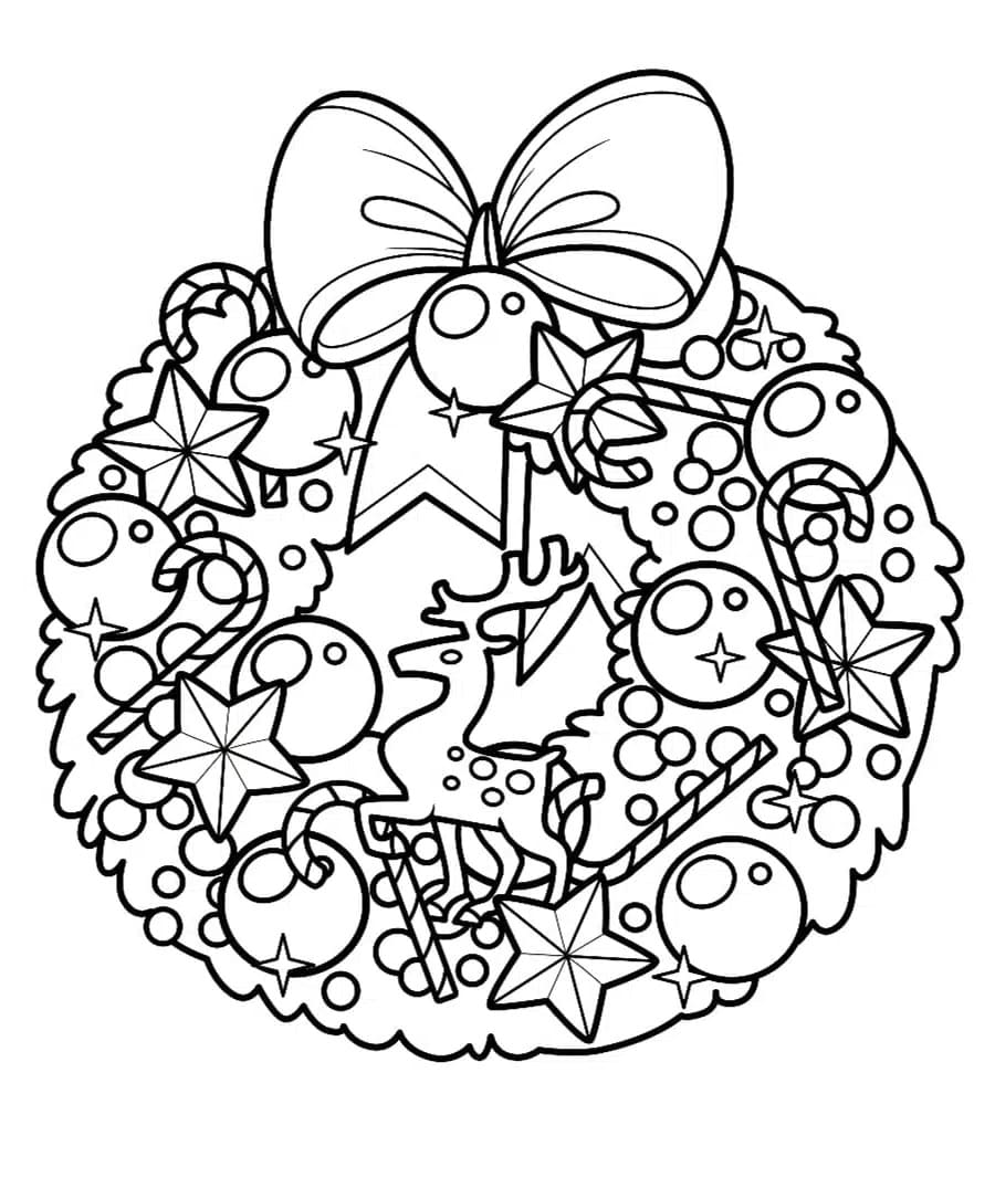 Desenho de Guirlanda de Natal Adorável para Colorir