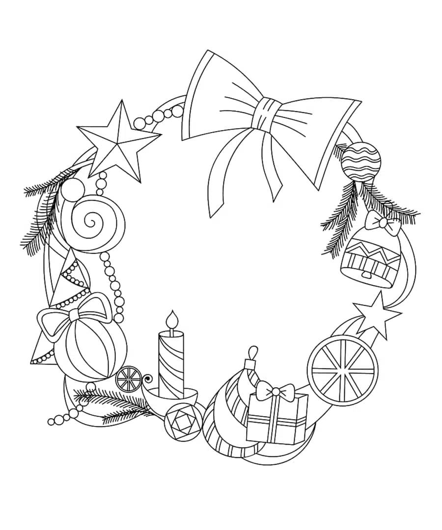 Desenho de Guirlanda de Natal Grátis para Crianças para Colorir
