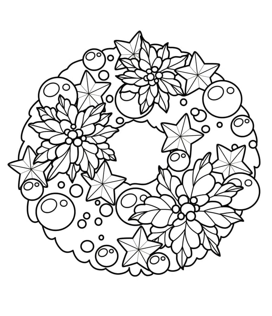 Desenho de Guirlanda de Natal Imprimivel para Crianças para Colorir