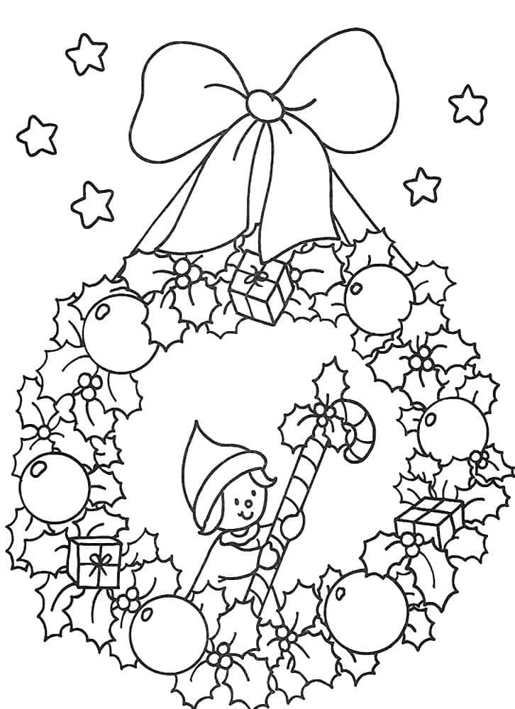 Desenho de Guirlanda de Natal Imprimivel para Colorir
