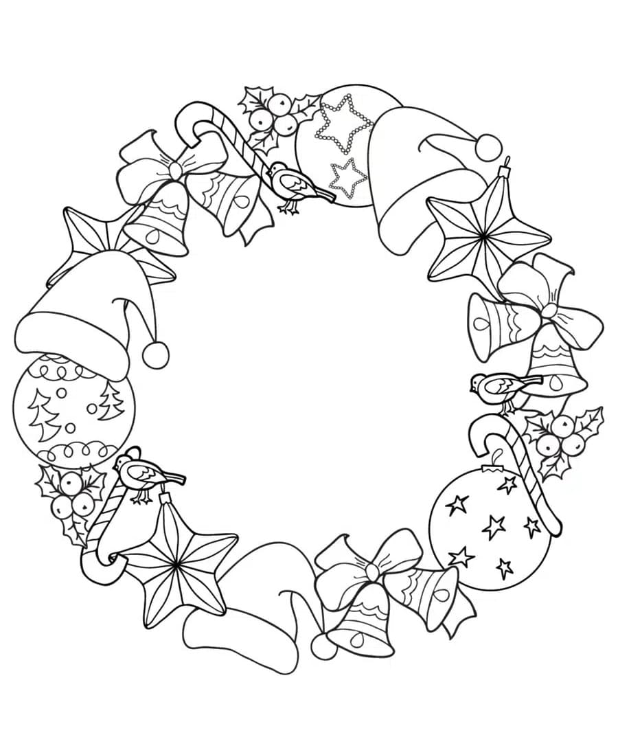 Desenho de Guirlanda de Natal para Crianças de 3 Ano para Colorir